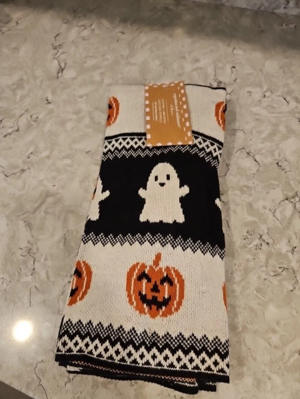 Cupcakes & cashmere Kitchen dish towels (2) pumpkins ghosts Sweater Knit Hallowe
